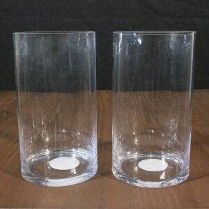 Set of Two 8.5-inch Tall Straight Glass Candle Holder Jars