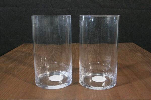 Set of Two 8.5-inch Tall Straight Glass Candle Holder Jars