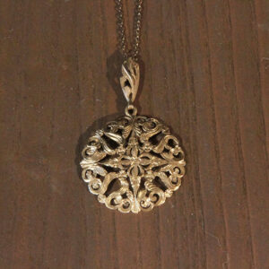 Gold Filligree Pendant with Necklace